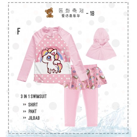 Pink Unicorn Muslim SwimWear