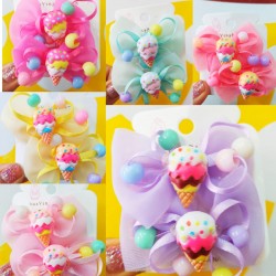 Ice Cream Ribbon Hairclips per pasang