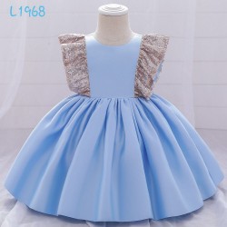 Blue Gold Sparkle Ruffle Dress