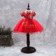 Red Little Flowers Puffy Cheongsam Tutu Dress
