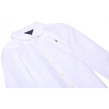 POLO Ralph Lauren White Ruffle Girl LS Shirt
