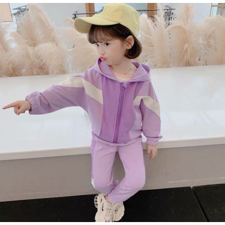 Purple Hoodie Jacket Set Pants