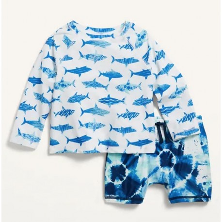 OldNavy White Blue Shark Swimsuits