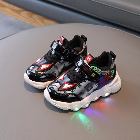 Black Spiderman Hologram Eyes Lamp Shoes
