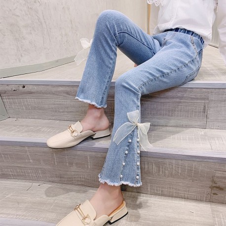 Beautiful Ribbon Pearl Jeans