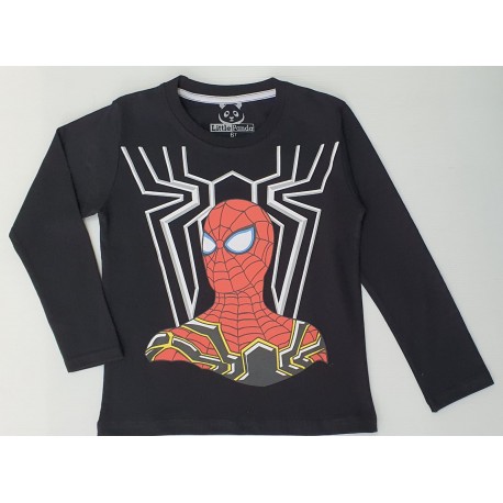 Black Spiderman LS Tee