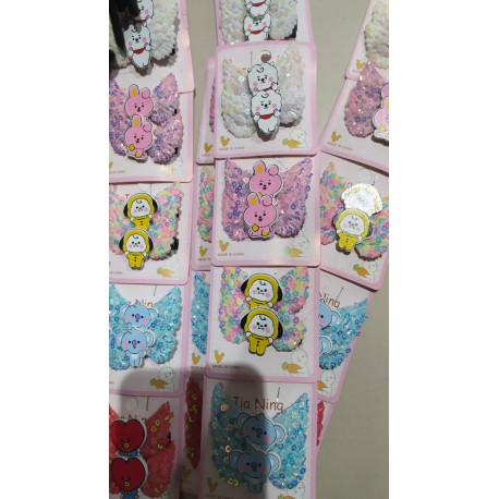 BT21 Wings Sequins Hairclips per pasang