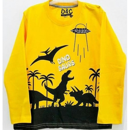 Yellow Dinosaurs LS Tee