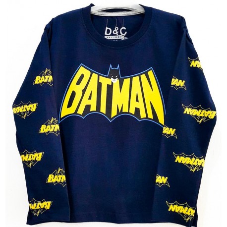 Navy Batman LS Tee