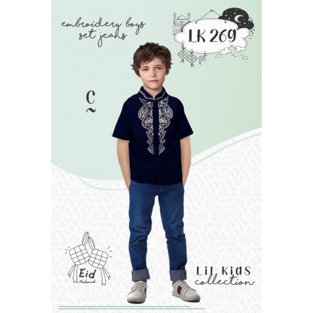 Black White Embroidery Koko Set Jeans