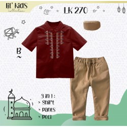 LK Red Embroidery Koko Set Pants & Peci