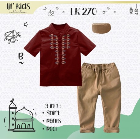 LK Red Embroidery Koko Set Pants & Peci
