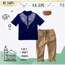LK Blue Embroidery Koko Set Pants & Peci