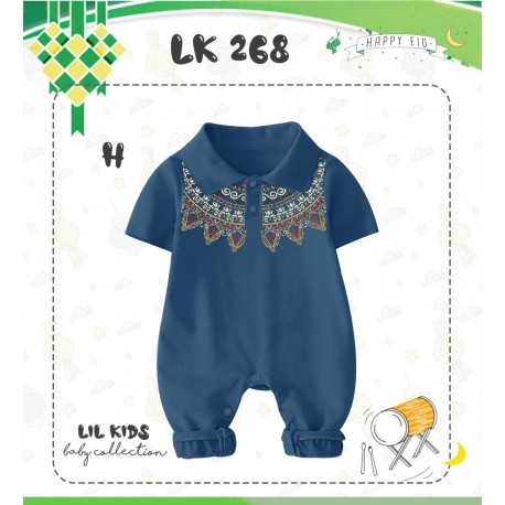 LK Blue Round Patterned Romper