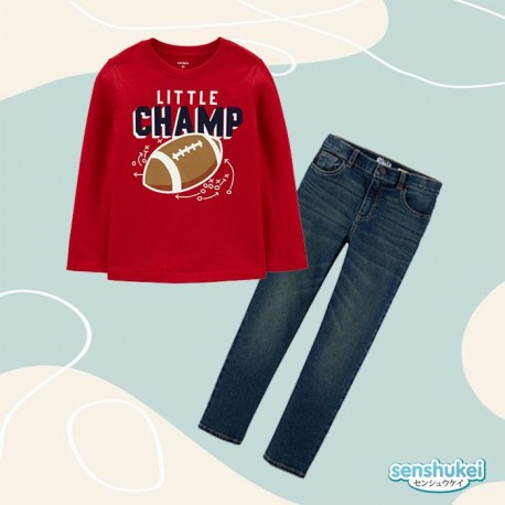 Red Little Champ Set Jeans