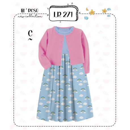 2in1 LR Pink Blue Rainbow Gamis+Cardigan