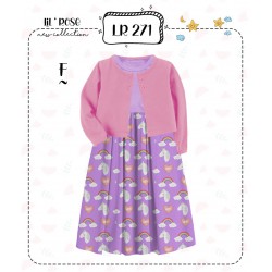 2in1 LR Pink Purple Unicorn Gamis+Cardigan