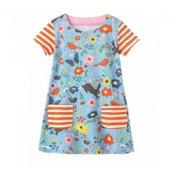 Blue Orange Bird Dress