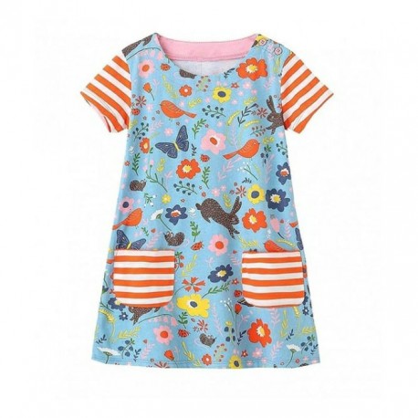 Blue Orange Bird Dress