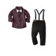 4in1 Navy Stripe Shirt Set Tie, Pants, Suspender