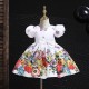 White Puffy Floral Dress