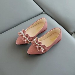 Pink Pearl Ruffle Flat Shoes