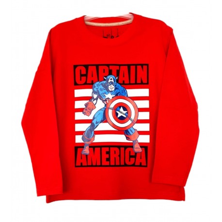 Red White Captain America LS Tee
