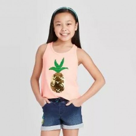Cat & Jack Pineapple Flip Sequins Tank Top
