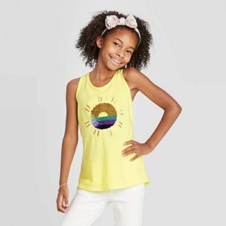 Cat & Jack Sunshine Flip Sequins Tank Top