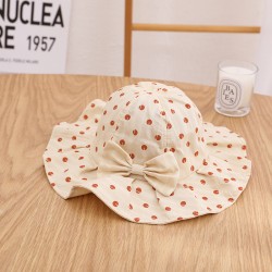 Cream Polkadot Summer Hat