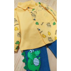 2in1 Yellow LS Shirt Set Alligator Jeans