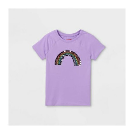 Cat n Jack Purple Rainbow Flip Sequins T-Shirt
