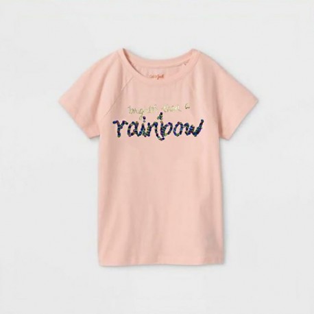 Cat n Jack Peach Rainbow Flip Sequins T-Shirt