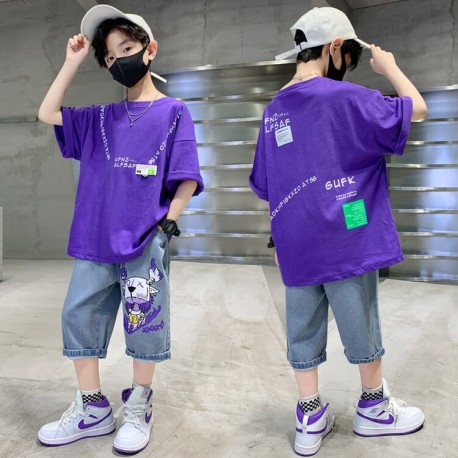 Purple Cool Alphabet Set Jeans