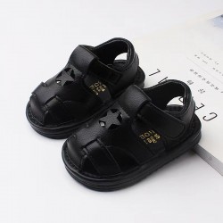 Black Leather Star Sandals