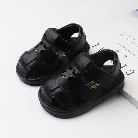 Black Leather Star Sandals