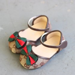 Brown Gucc* Ribbon Flat Shoes