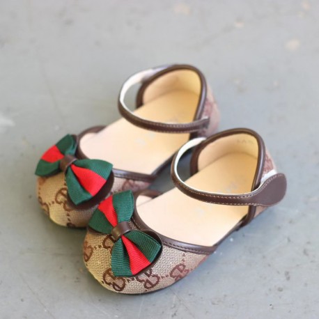 Brown Gucc* Ribbon Flat Shoes