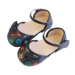 Black L-V Ribbon Flat Shoes