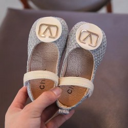 Silver V Logo Flat Shoes