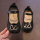 Black V Logo Flat Shoes
