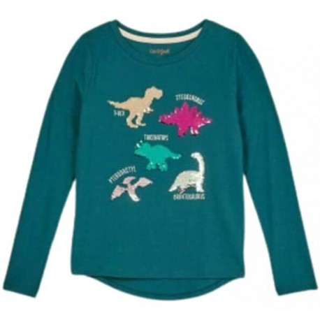 Cat n Jack Teal Dino Flip Sequins LS T-Shirt