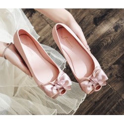 Pink Ribbon Jelly Flat Shoes