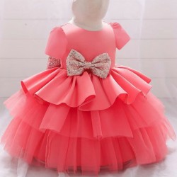 Peach Gold Ruffle Tutu Dress