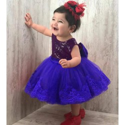 Purple Sequin Blue Lace Dress  + Headband