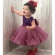 Purple Sequin Dusty Pink Lace Dress + Headband