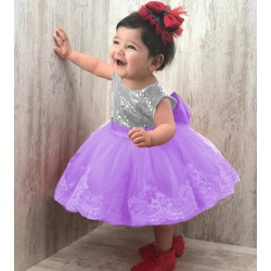 Silver Sequin Purple Lace Dress  + Headband