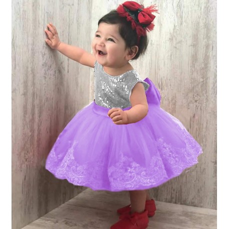 Silver Sequin Purple Lace Dress  + Headband