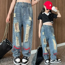 Red Tassel Ribbed Jeans