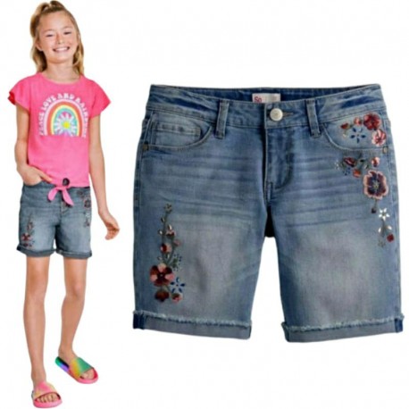 SO Gems Flowers Embroidery Denim HotPants